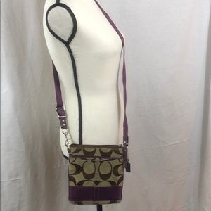 Purple and Khaki Coach Signature Crossbody